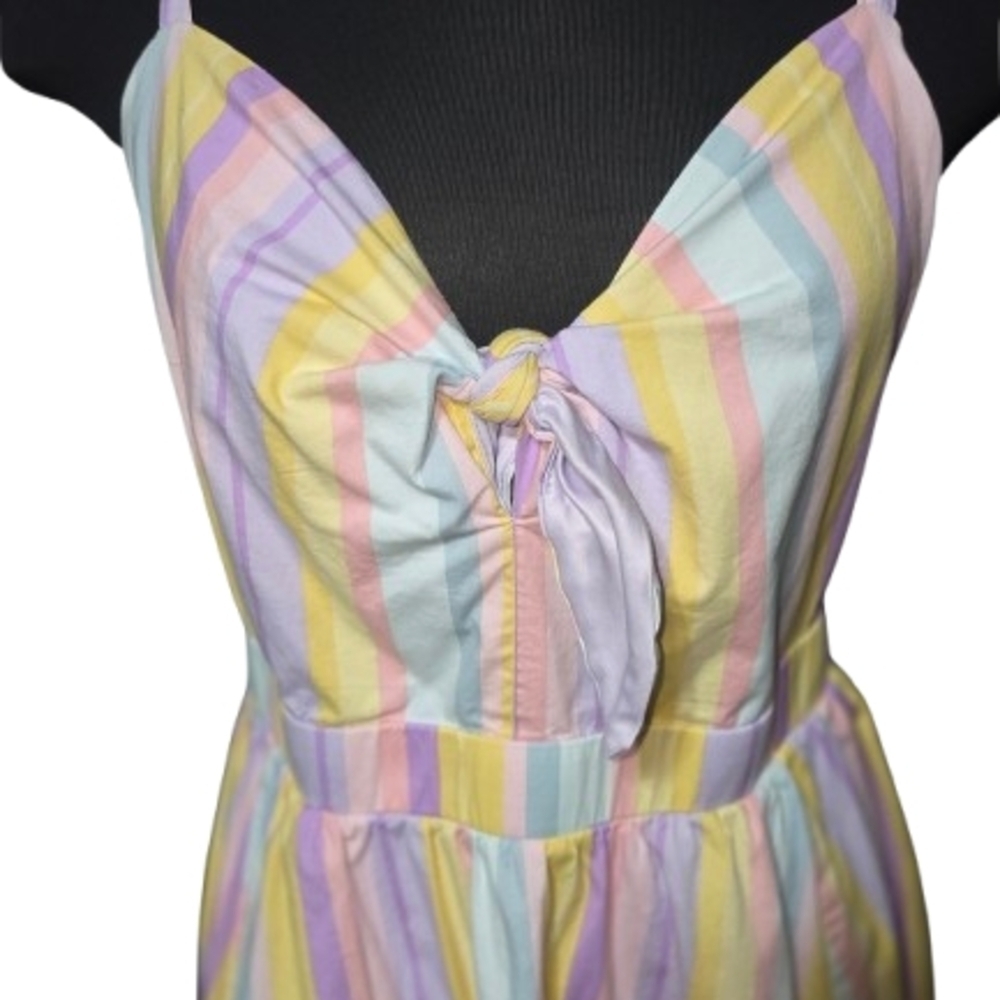 Torrid Pastel Stripe Poplin Tie-Front Mini Skater Dress | Size 2 image 3